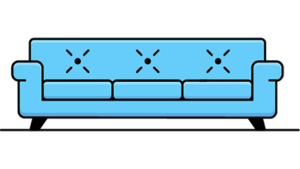 Ilustrace happytep Třímístná sedačka čištění